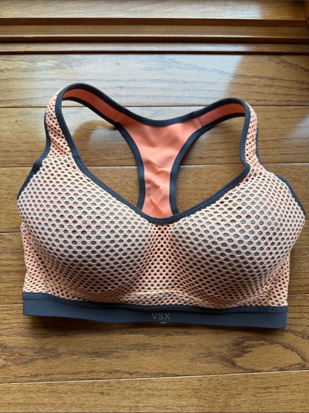 VSX Peach and Black Mesh Racerback Sports Bra 32D